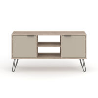 2 Door Flat Screen TV Unit - Textured Manufactured Board/Metal - 114.5 x 39.5 x 57 cm - Driftwood /Calico