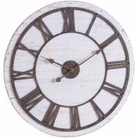 Rustic Wooden Clock with Aged Numerals and Hands - Wood - L4 x W68 x H68 cm