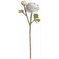 Ranunculus Spray Artificial Flower - Fabric/Plastic - L10 x W15 x H45 cm - White