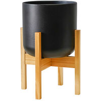 Lisbon Pot and Stand - Ceramic - L26 x W26 x H43.5 cm - Anthracite