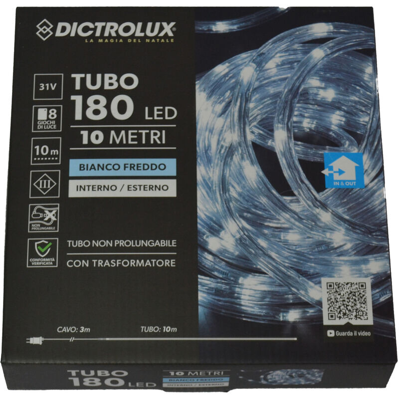 Bobina di 50 metri Tubo a LED Colore Bianco Ghiaccio 230V