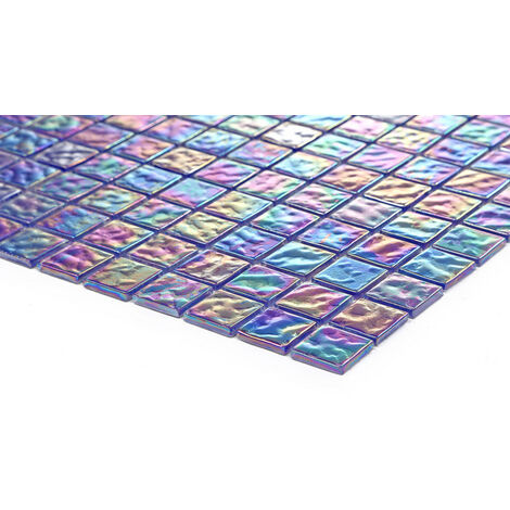 Carreaux de mosaïque en verre. Nuances de violet et bleu irisé(MT0042)