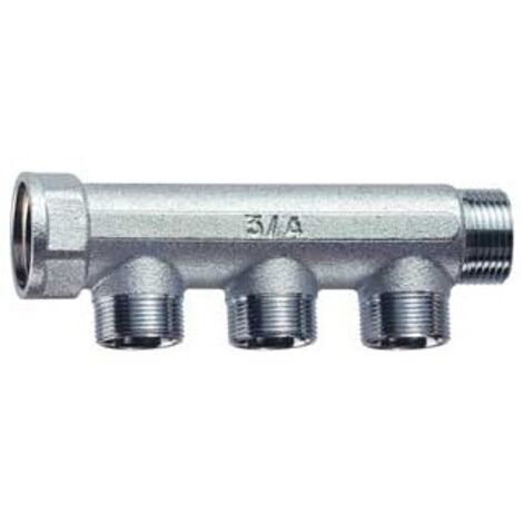 Collettore lineare in ottone per riscaldamento maschio femmina 1" x 3 vie FAR