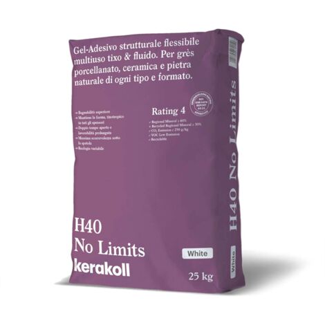 Kerakoll H40 NO LIMITS adesivo flessibile multiuso piastrelle 25 KG bianco