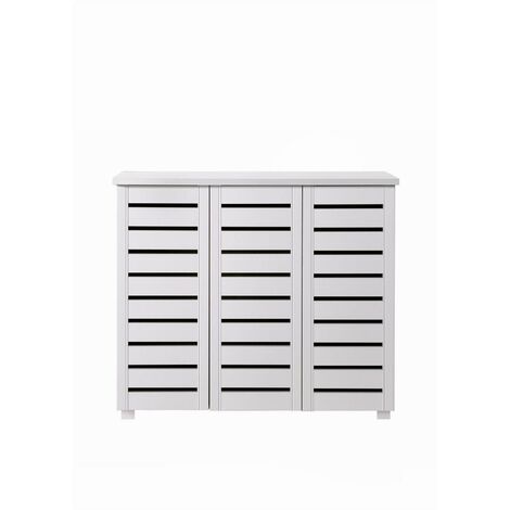 5 Tier Shoe Storage Cabinet 3 Door Cupboard Stand Rack Unit White Tad039