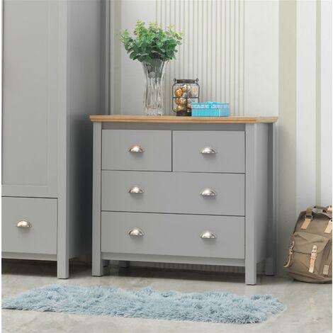 Eaton Grey 2 Piece Bedroom Furniture Set 2 Door Wardrobe 4 Drawer Chest