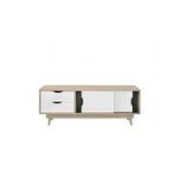 Alford Scandinavian TV Unit Stand 120cm Media Cabinet + Drawers Oak White