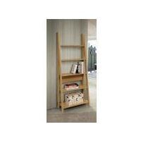 Riva Retro 5 Tier Ladder Bookcase Shelving Shelf Display Unit Oak Effect - Brown