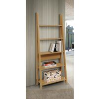 Riva Retro 5 Tier Ladder Bookcase Shelving Shelf Display Unit Oak Effect - Brown