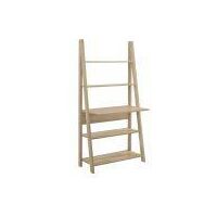 Riva Retro Ladder Bookcase Desk Shelving Shelf Unit 5 Tier Oak - Brown