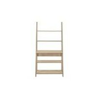 Riva Retro Ladder Bookcase Desk Shelving Shelf Unit 5 Tier Oak - Brown