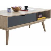 Alford Living Room Furniture Set Oak White Grey TV Unit Coffee Table Sideboard - Brown
