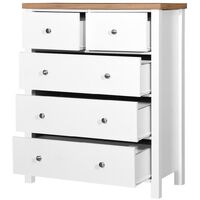 Astbury 3+2 5 Drawer Bedroom Cabinet Chest of Drawers White and Oak - White