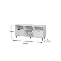 Pulford Scandi TV Unit Stand Cabinet 2 Drawer + Shelf White Media Cabinet - White
