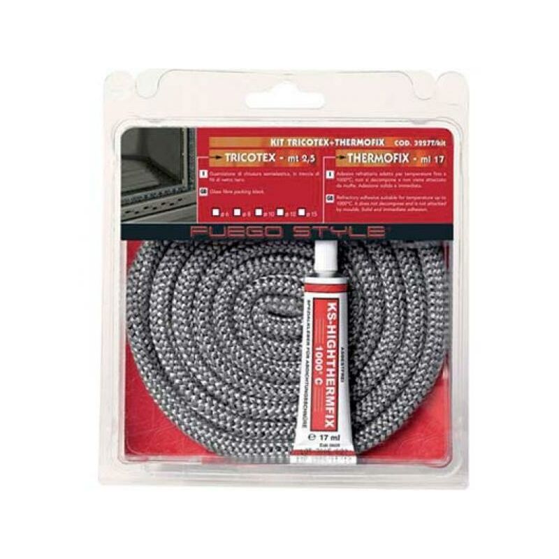 Guarnizione treccia + adesivo x stufa fuego mm 10 mt 2,5