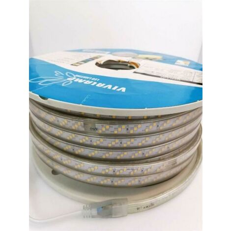 STRISCIA LED 220V STRIP BOBINA SMD 2835 RGB 6000k 4000k 3000k 100 METRI  ESTERNO