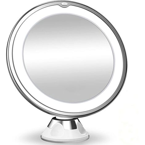 ESPEJO DE BANO CON AUMENTO 10X Y LUZ LED IDEAL PARA MAQUILLAJE Y CUIDADO PERSONAL EN CASA  ESPEJO DE BANO CON AUMENTO 10X LUZ LED ROTACION DE 360 GRADOS Y VENTOSA INTEGRADA PARA UN FACIL MONTAJE