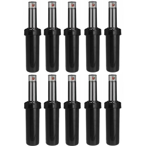 Aspersor emergente, boquilla giratoria, alcance 6.9 - 15.6 metros. Rosca 3/4" hembra. Pack de 10 unidades. El aspersor de riego enterrado, con filtro incorporado, la boquilla y el filtro son fáciles (1/5)
