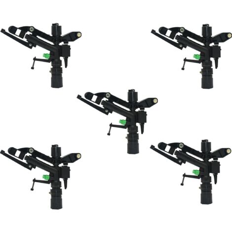 Cañón de riego agrícola ajustable bidireccional hembra de 1 pulgada. Pack 5 unidades.  Aspersor de riego de granja hembra de 1 pulgada, rango de cobertura grande, aspersor de césped, riego de