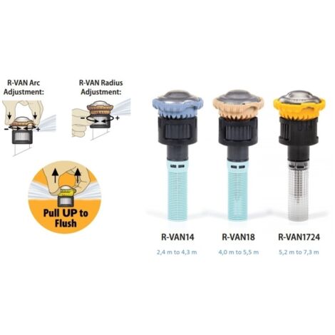 Pack 10 - Ugello girevole RainBird R-VAN24 - Rain Bird ugelli Arco fisso a 360° - Cerchio completo - Portata 5,2-7,3m - Ugelli per diffusori / irrigatore rain bird