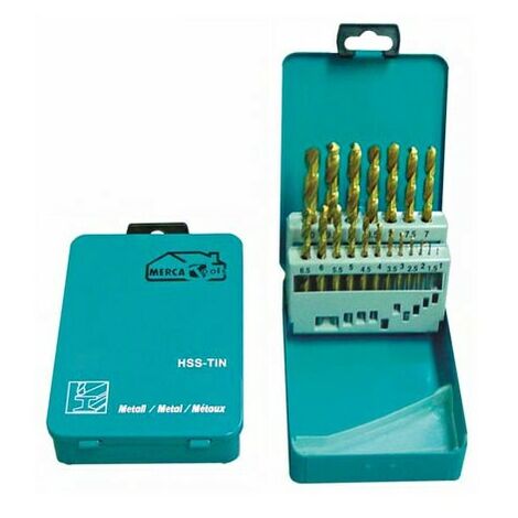 JUEGO DE BROCAS TITANIO 25 PIEZAS   CAJA DE METAL    CAJA METAL DIN 338  25 BROCAS DE 1 A 13 X 05 MM  OFERTA EXCLUSIVA