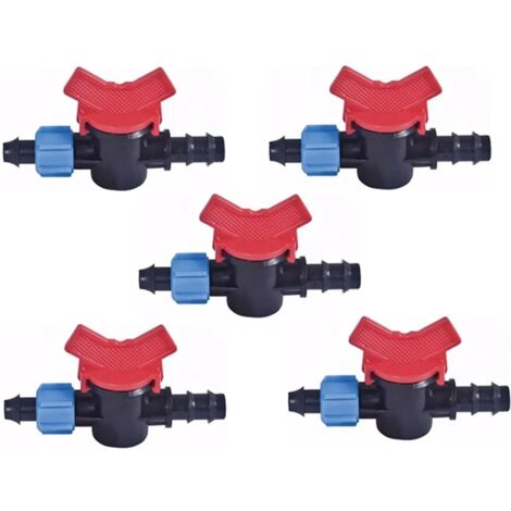 Válvula de paso cinta goteo 12mm a tubo goteo 16mm. Pack de 5 unidades. La válvula de paso utilizada para conectar un tubo de goteo 16mm y una toma de derivación de 12mm, está hecha de plástico de