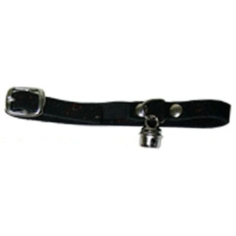 COLLAR PARA GATO DE PIEL VUELTA Y CASCABEL NEGRO COLLAR DE PIEL VUELTA CON ELASTICO Y CASCABE OFERTA EXCLUSIVA (1/2)