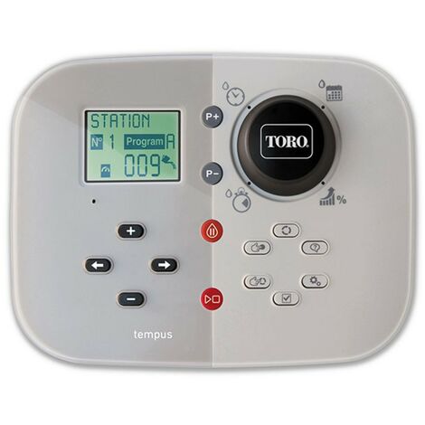 PROGRAMADOR RIEGO TORO TEMPUS 8 ESTACIONES INTERIOR 220V  EL NUEVO E INNOVADOR CONTROLADOR SERIE TEMPUS DE TORO CUENTA CON FUNCIONES DE AHORRO DE AGUA PROGRAMACION DE RIEGO FLEXIBLE ACCESIBILIDAD
