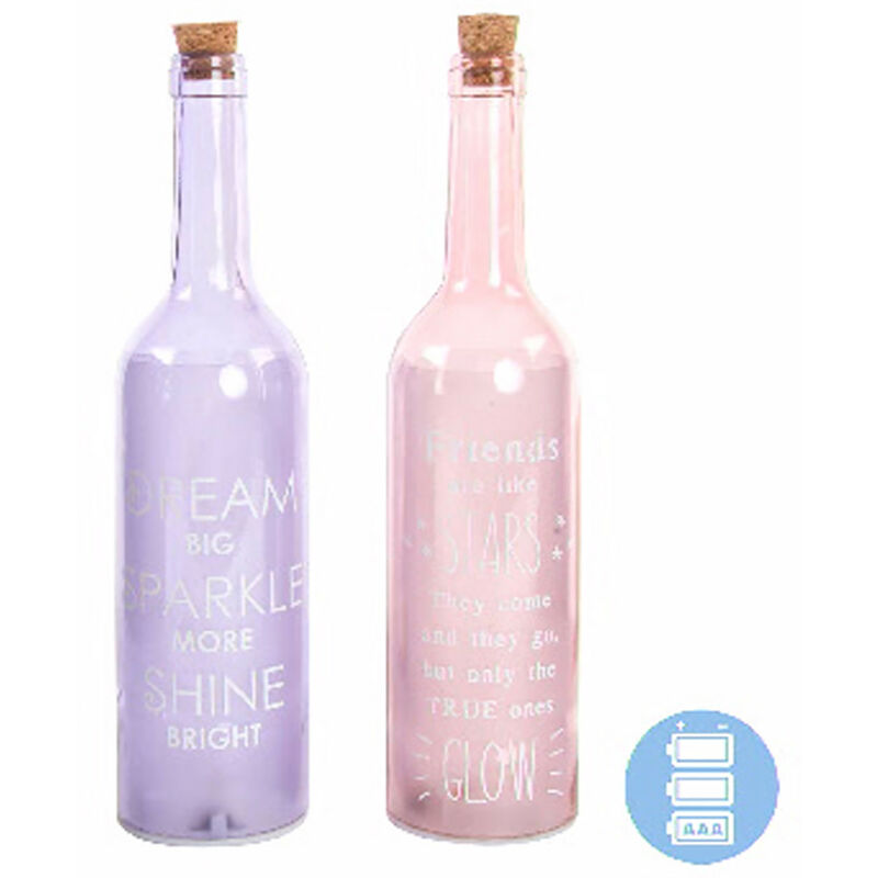 Home Line 5 leds con forma de botella cristal modelo frases lila mesa hogar y 7.5 x 28