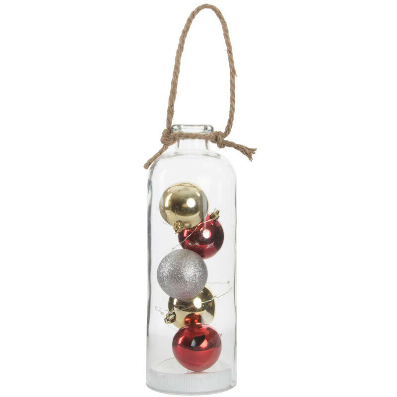 Navidad Y Con bola de luz led original navideño11x30 cm botella cristal 2 modelos elegir. 11x30 cm.hogarymas