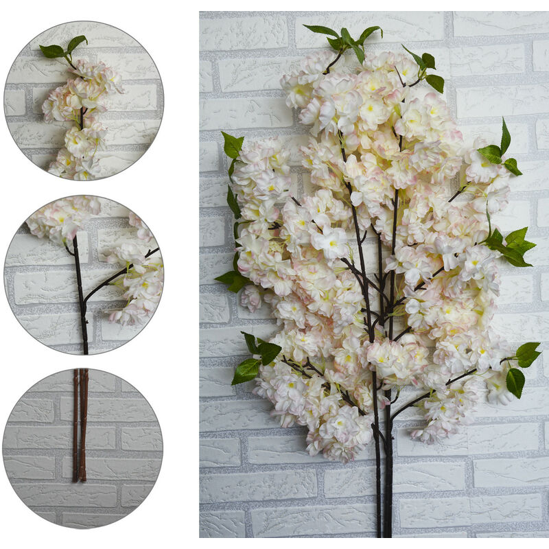 Flores Artificiales Decoración Jarrones Set de 3, Flores de Cerezo