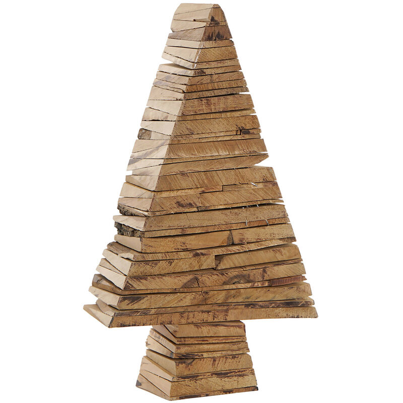 Árbol de Navidad Madera Natural, Decoración Navideña Original, Adornos 18,5X31X5,5 cm