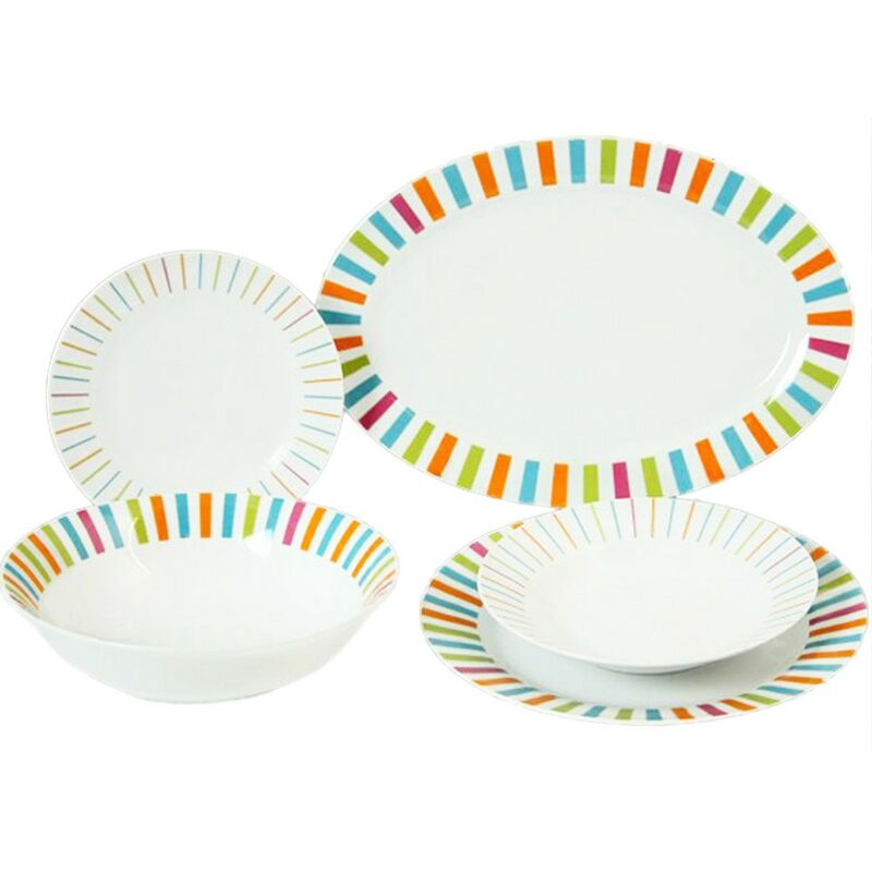 Vajilla De Porcelana 20 piezas diseño con colores hogar y