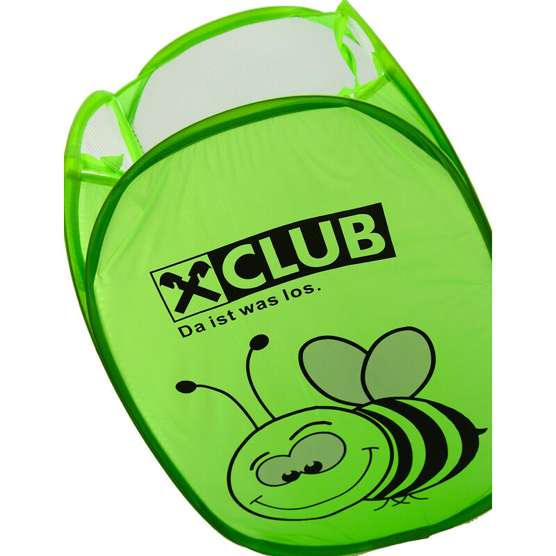 Cesto Ropa Sucia/Juguetes Infantil, de color Verde con Diseño de Abeja.  Ideal para el almacenaje del Hogar 54x35 cm