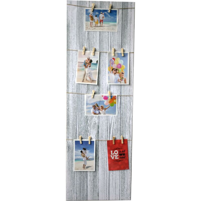 Marco multifoto de pared vertical, moderno y original de lienzo textil,con  pinzas Memories.