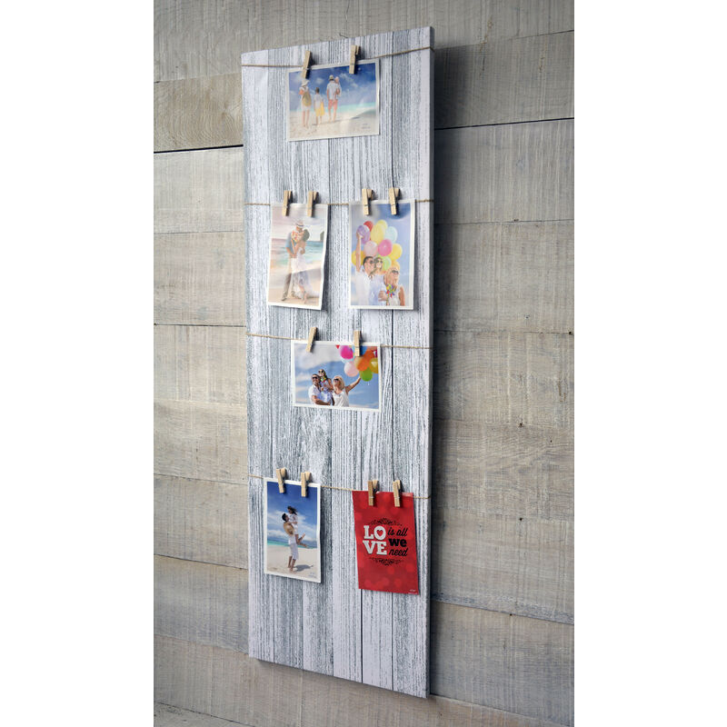 Marco multifoto de pared vertical, moderno y original de lienzo textil,con  pinzas Memories.