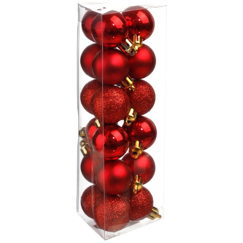 BOLAS DE NAVIDAD ROJAS SET 18 Ø3CM