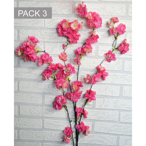Flores Artificiales Decoración Jarrones Set de 3, Flores de Cerezo. Ramas Flores  Decorativas 130 cm Color 