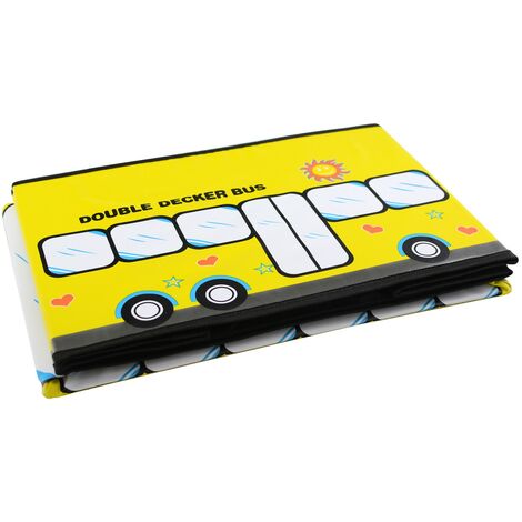 Puff/Baúl Infantil Plegable para almacenamiento de juguetes, de Animales.  Diseño Autobús 48x31x31cm.-Hogarymas