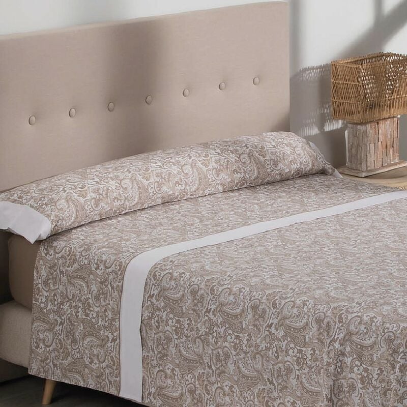 DON DESCANSO-Juego de Sábanas Atenea con Tejido Polycotton Suave y Transpirable. Lavable 30º y Fácil Planchado. Dif. medidas cama 90Beig / Blanco