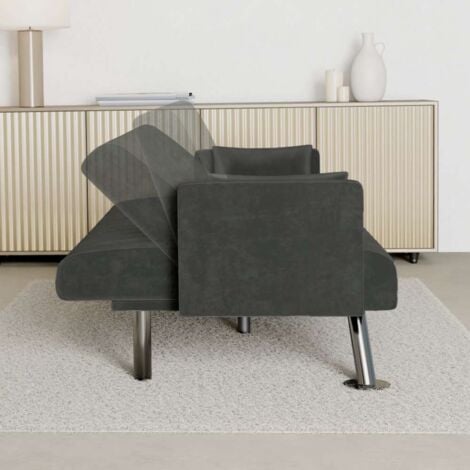 Nalui Sofá Cama Gris Antracita One Lines 3 Plazas Acolchado