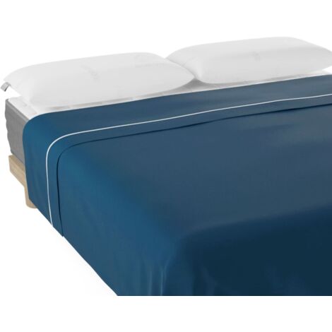 Sábana Encimera Azul  100% Algodón 180 Hilos, Suave, Fresca, Transpirable, Lavable a 30ºC