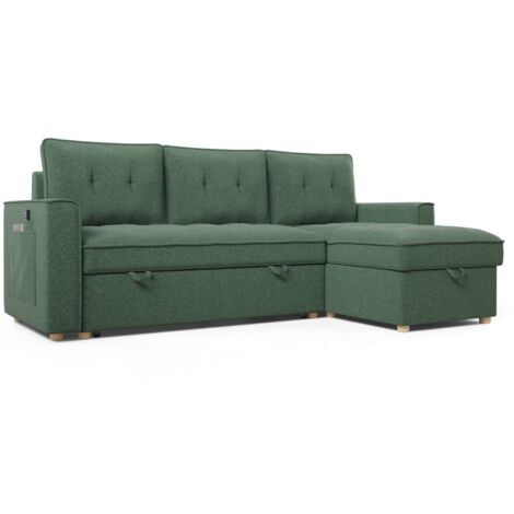Nalui Sofá Cama Verde Haven Chaise Longue 3 plazas (213x129x81cm)