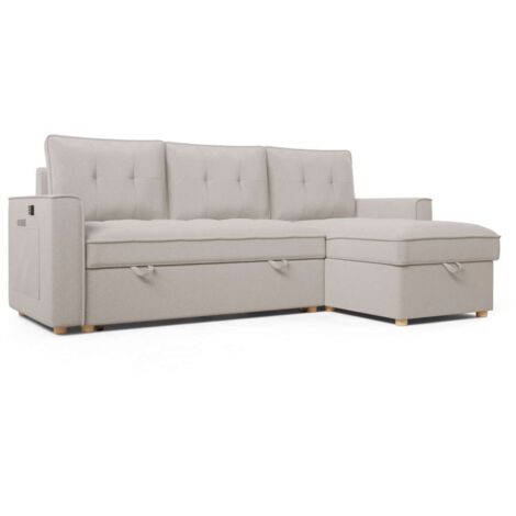 Nalui Sofá Cama Gris Haven Chaise Longue 3 plazas (213x129x81cm)