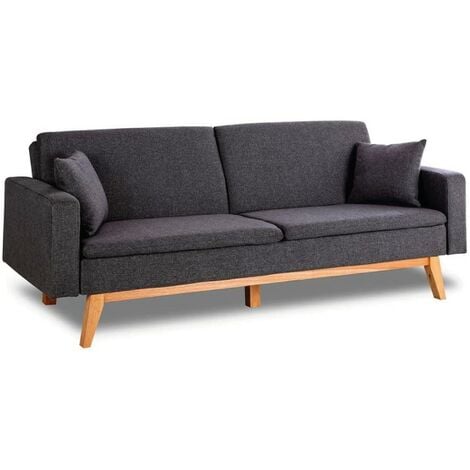 Sofá cama moderno variable con reposabrazos, sofá cama con 2 almohadas,  sofá cama plegable con patas de madera, sofá biplaza ajustable con cojín  sofá