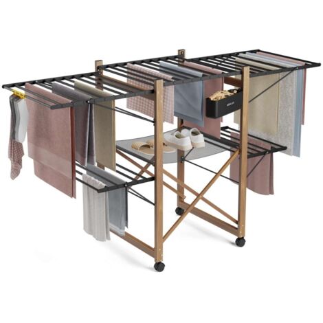 Newlux Tendedero Plegable Negro Wood V35 con Alas XXL (176x61x104cm), 30m de Capacidad
