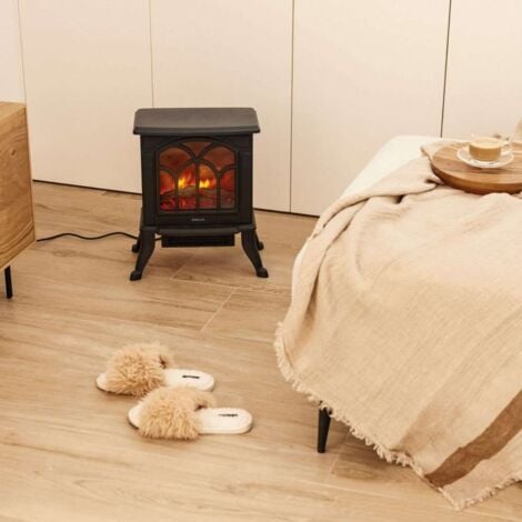 Newlux Chimenea Eléctrica Negro Classic Flame 750/1000W