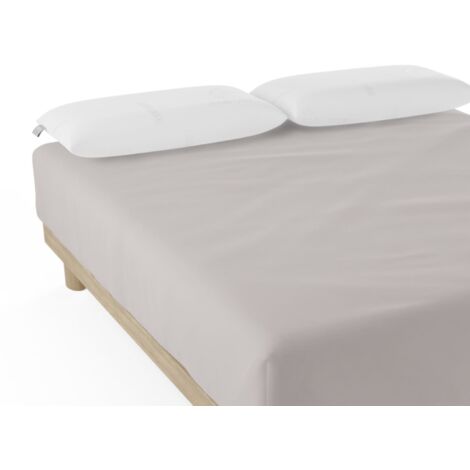 Nalui Sábana Bajera Gris 100% Algodón 180 Hilos (Camas max 28cm), Suave, Fresca, Transpirable, Lavable a 30ºC