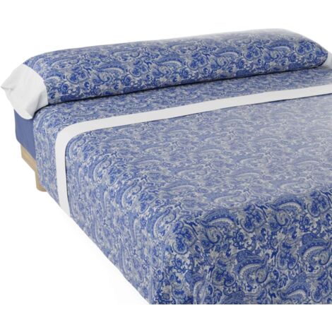 Nalui Juego de Sábanas Azul / Blanco Atenea Tejido Polycotton, Lavable a 30º y Fácil Planchado