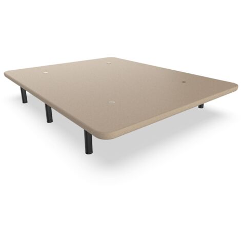 Nalui Base Tapizada 135x200x30cm Beig de Acero con patas de Altura 25cm y 5 Barras Transversales, Tejido 3D Fabricado en España